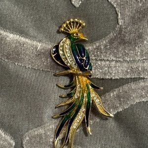 Gold and Jewel Toned Peacock Broche